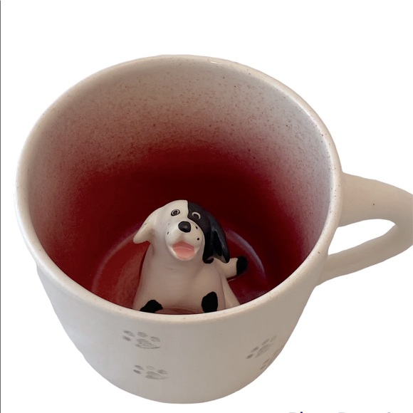 Vintage SPADEMAN POTTERY Cream Ceramic Peek A Boo Dog Mug - Picture 1 of 6